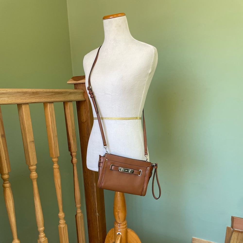 Small crossbody Coach bag with rainbow stitching